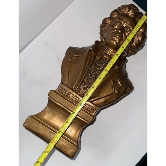 BEETHOVEN COMPOSER 17" T BUST COPPER TONE SCULPTURE FIGURINE STATUE ARTWORK